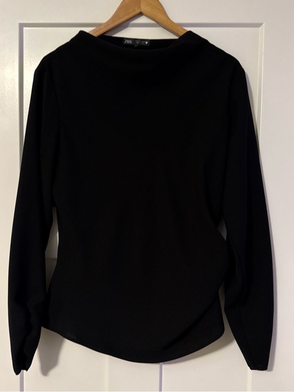 Zara Black Long-Sleeve Boatneck Top